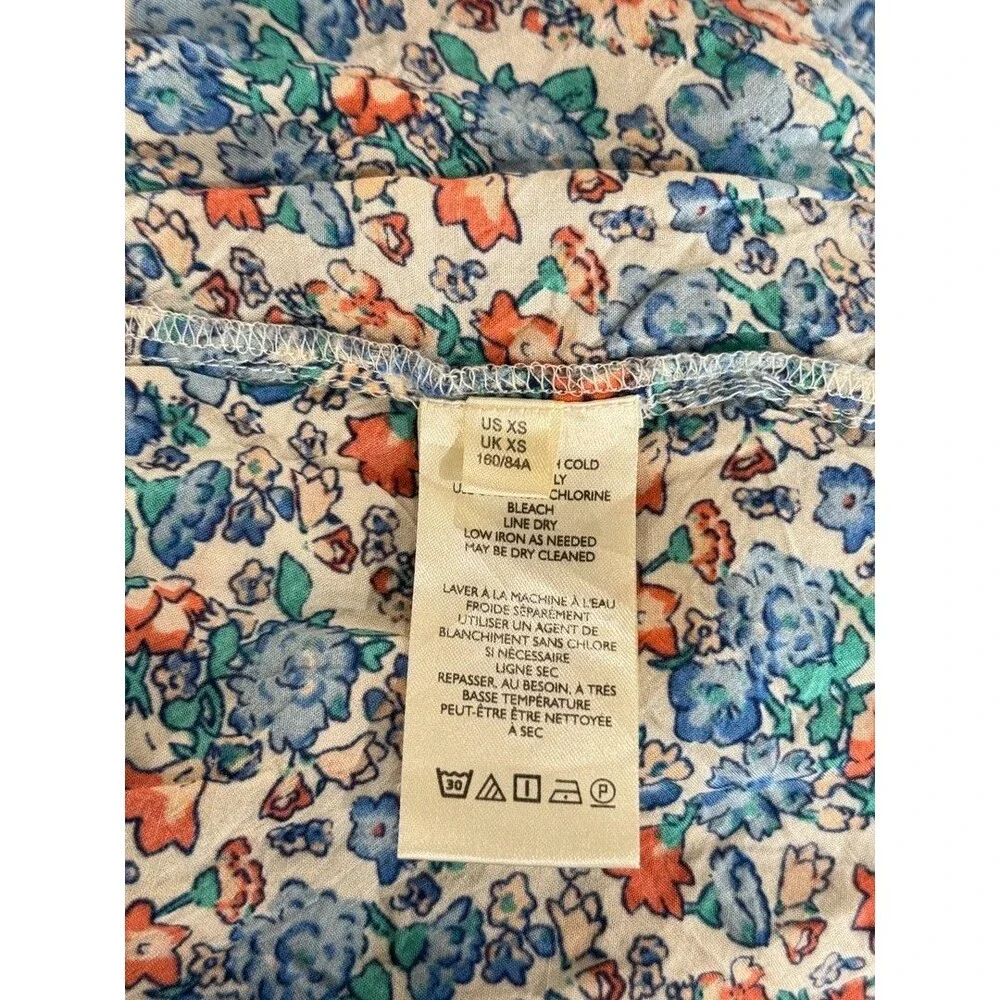 Free People Maxi Dress Blue Molly Jo Floral Button Down Cutout Back Smocked XS
